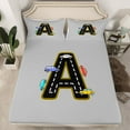 thumbnail image 2 of Manfei Letter A Monogrammed Twin Sheet Sets,Colorful Racing Car Twin Fitted Sheet,Gray Black Flat Sheet For Boys,Microfiber Room Decorative,3-Piece, 2 of 7