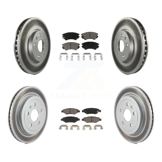 Transit Auto Front Rear Coated Disc Brake Rotors and Ceramic Pads Kit for Car 2010-2015 Chevrolet Camaro LT LS KGC-101077