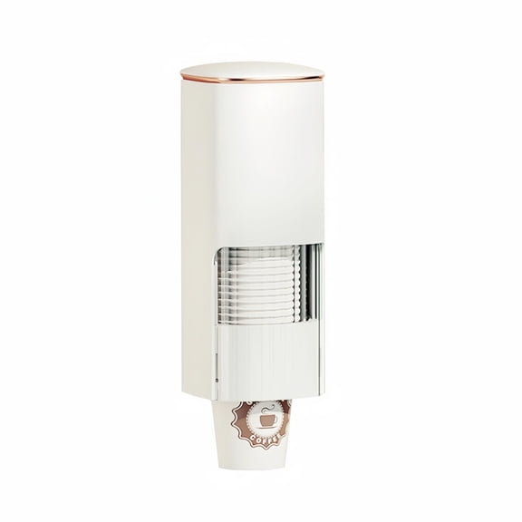 Cup Dispenser, Holds 40 Cups, for 5-7.3cm Mouth Diameter Cups Only, Wall Mount Paper Cup Holder with Dust Cover for Bathroom, Kitchen, Office (White)