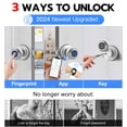 thumbnail image 6 of Anweller Smart Door Knob with Lock, Fingerprint Biometric Keyless Entry Electronic Digital Bluetooth App Control Door Lock for Bedroom Interior Apartment Garage Front Door - Silver, 6 of 6