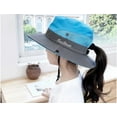 thumbnail image 2 of Kids Girls Ponytail Sun Hat Outdoor UV-Protection Foldable Mesh Wide-Brim Beach Bucket-Cap (3-8Years), 2 of 5