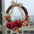 thumbnail image 4 of Advancent Guirnalda de puerta, guirnalda de flores artificiales de ratán, colgante de plantas, accesorios de fotografía, círculo, fiesta de Decoración del hogar  rojo diámetro 26 cm, 4 of 6