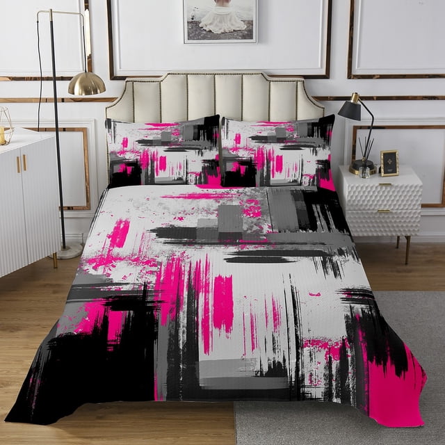 Erosebridal Ensembles de Courtepointe Abstraite à l'Aquarelle pour Lit Format Grand, Ensemble de Literie Géométrique Rétro, Ados Adultes 3 Pcs