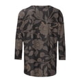 thumbnail image 5 of Fengqque Women's Loose Fit 3/4 Sleeve T-Shirt Casual Print Round Neck Daily Wear Waist-cinching Blouse Tops Black-B M(M), 5 of 5