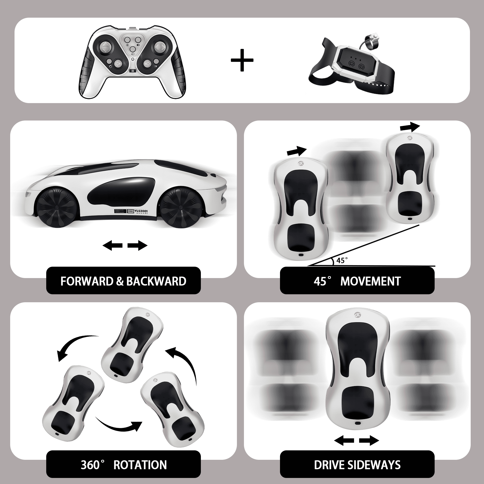 Flynow Remote Control Car, RC Drift Toy for Kids 3 4 5 6 7 8 9 10 11 Year Old, 2.4GHz 1200mAh 360° Rotate Cars with Light Sound Spray, Christmas Birthday Gift for Adults Boys Girls Age 12+