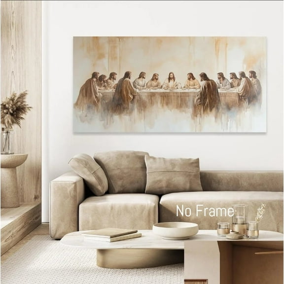 Last Supper Poster Canvas Print Modern Christian Wall Art Minimalist Painting Artwork for Living Room Bedroom Christian Decor Unframed