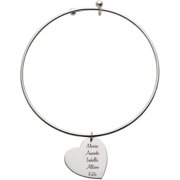Personalized Planet Family Expandable Bangle Bracelet with Sterling Silver Heart Charm