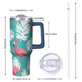 thumbnail image 2 of OBREWU Flamingo and Palm Leaves Tropical Hawaii Tumbler with Handle and Lid,Flamingo and Palm Leaves Tropical Hawaii 40oz Double Wall Vacuum Insulated Tumbler,Cups Gift for Women and Men, 2 of 7