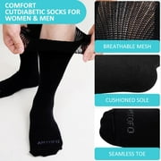 3 Pairs Cotton Diabetic Socks for Men and Women,UNEEI Extra Wide Calf Socks for Swollen Feet, Comfortable & Non-Binding Fit Crew Socks, Size 9-13