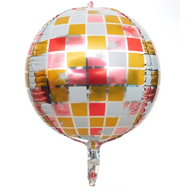 Globo de aluminio 4D de 22 pulgadas con láser plateado para discoteca, bar, fiesta, globo de papel de aluminio arcoíris
