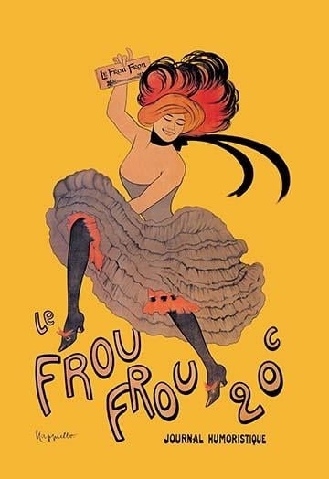 french Le Frou Frou yellow vintage poster for glass frame 36" x 24" painting