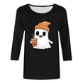 thumbnail image 4 of successthop Womens Halloween Clothes Ghost 3/4 Sleeve Crewneck Tee Happy Holiday T shirt Fall Festival Plus Size Tops, 4 of 4