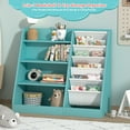 thumbnail image 3 of Hironpal Kids Bookshelf and Toy Storage Organizer, 4 Tier Wooden Kids Bookcase with Sling Book Rack in Kids Room Playroom Nursery for Kids, Children, Toddlers, 3 of 8