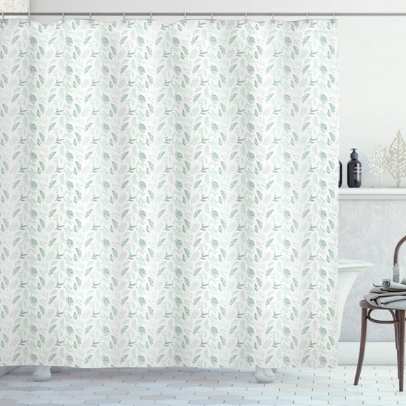 Ambesonne Spring Shower Curtain, Pastel Botanical Pattern, 69"Wx70"L, Jade Green Pale Green