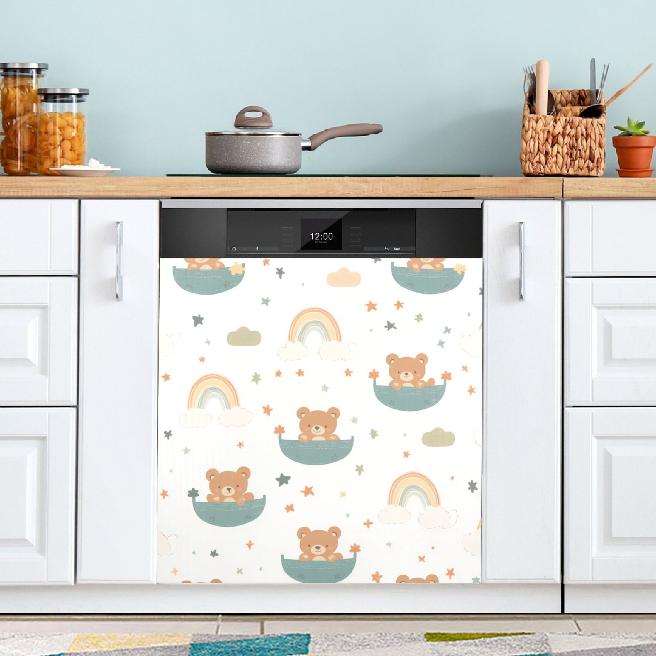 Dishwasher Magnetic Sticker 23x26 Inch Refrigerator Magnetic Sticker Washing Machine Magnetic Sticker Kitchen Panel Magnetic Sticker Home Decor Cool Cartoon Bear