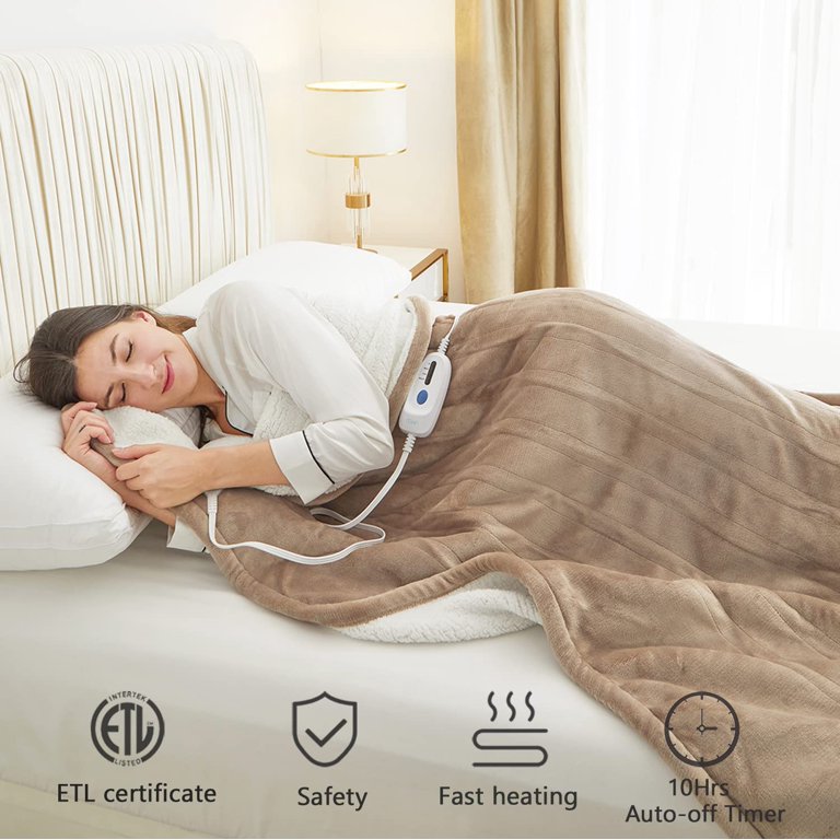 DoWin Heated Electric Blanket Twin Size - 10hrs Timer Auto-Off u00264 Heating  Levels,Faux Fur u0026 Sherpa Heating Blanket ETL Certified Machine Washable for  Home Office Use (62”x84”,Camel) - Walmart.com