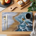 thumbnail image 2 of Blue Ombre Waves Placemats Set of 4 Abstract Watercolor Ocean Seaside Beach Heat Insulation Washable Place Mats, Rustic Non-Slip Table Mats for Dining Table Party Kitchen Decor,13x19 Inch, 2 of 9