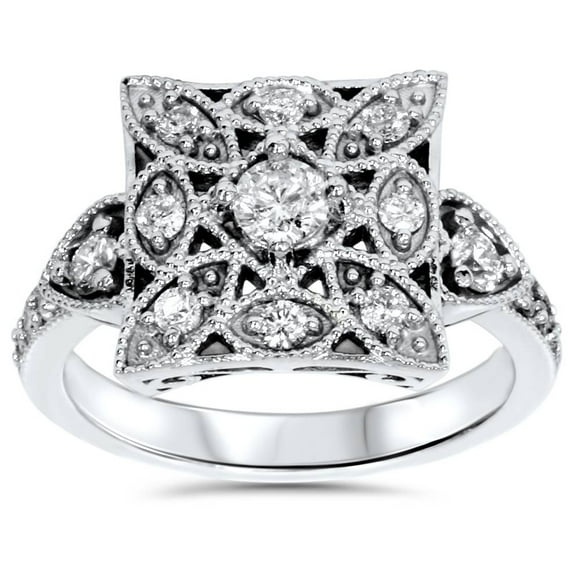 White Gold 5/8ct Vintage Antique Real Diamond Anniversary Ring 14 Karat