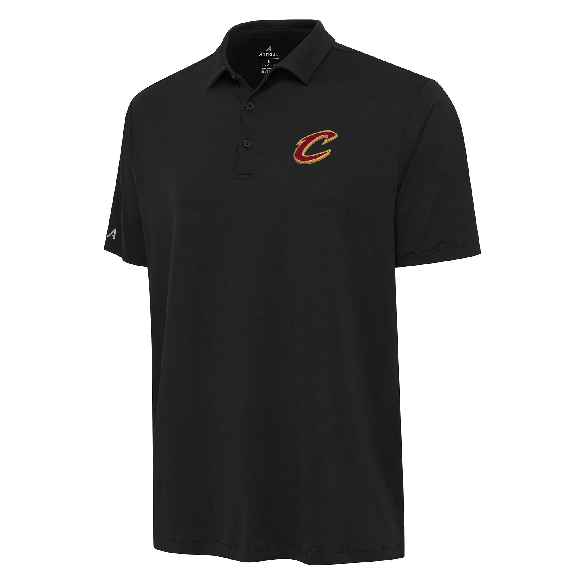Men's Antigua Black Cleveland Cavaliers Reprocess Polo