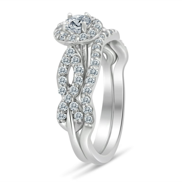 Sk Jewel Inc 1.00ctw Diamond Infinity Bridal Set in 10k White Gold