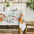 thumbnail image 4 of Fall Tablecloth 60x84 Inch Rectangular, Thanksgiving Autumn Harvest Watercolor Pumpkins Blue Buffalo Plaid Table Cover for Party Picnic Dinner Decor, 4 of 6