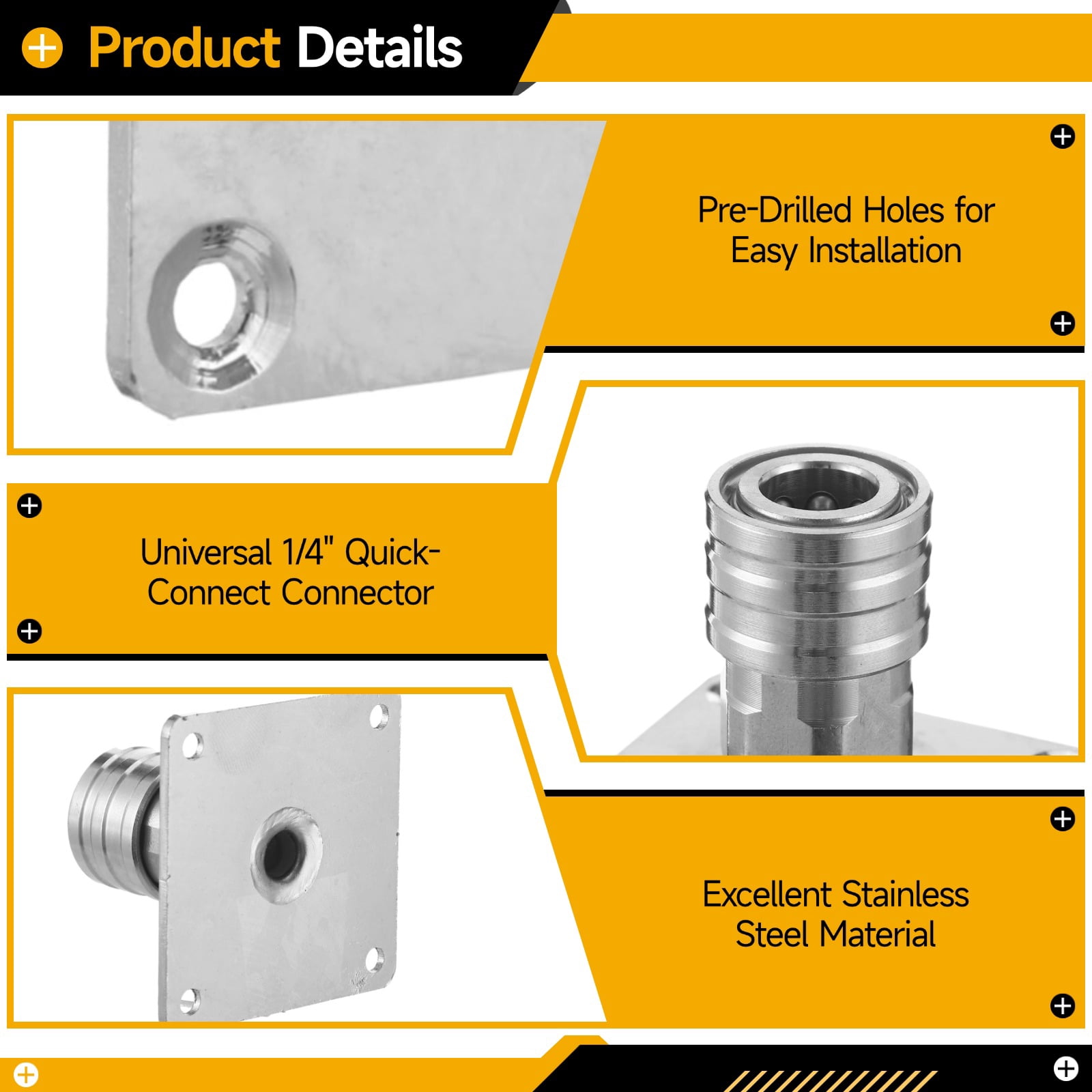 4 Pcs Foam Cannon Holder with Adhesive Stickers, Screws and Expansion Nuts, 1/4 Inch Quick-Release Stainless Steel Mount for Pressure Washer Accessories, Nozzle Tips, Spray Tools