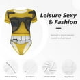 thumbnail image 4 of Saiise Souriant avec Motif de Lunettes de Soleil Grenouillère à Manches Courtes pour Femmes Pyjama Col Rond Justaucorps Extensible avec Fermeture à Pression-Petit, 4 of 7
