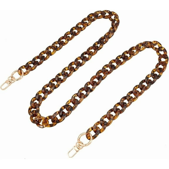 Acrylic Purse Strap 47.6 Inch Resin Bag Chain Handle Large Flat Chain Strap Crossbody Chain Replacement Shoulder Strap Handbag Chain Accessories Charms for Women's Clutch Tote Bag (Leopard) Gold