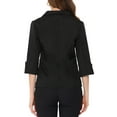 thumbnail image 3 of INSPIRE CHIC Women's Office Work Suit Jacket Notched Lapel Collar 3/4 Sleeve Blazer XS Black, 3 of 5