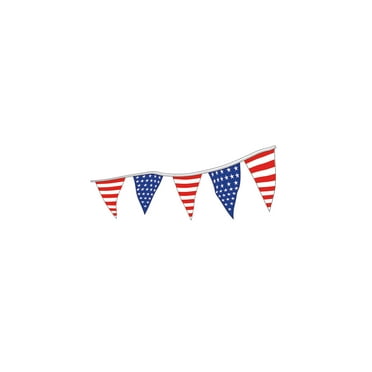 SSWBasics Patriotic Triangle Pennants - Stars & Stripes - 60'L