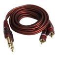 thumbnail image 3 of 2 cables de 2 x 6,35 mm a 2RCA, chapado en oro (carcasa de cobre) (servicio ) 2 x 6,35 mm 1/4 pulgadas a 2 cables RCA adaptador de a CUTICAT Cable de Audio Macho a Macho, 3 of 6