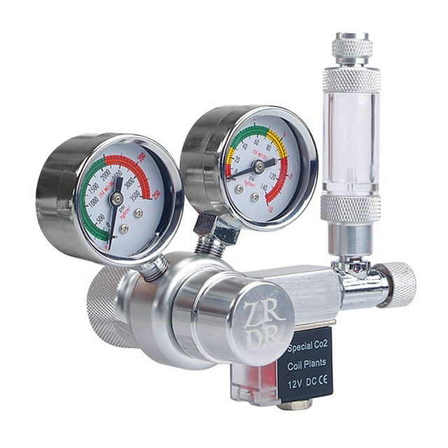 Output Voltage Aquarium CO2 Regulator CO2 Pressure Regulator with Solenoid Large Double Pressure Gauge Bubble Counter & Check Valve for CO2 Aluminun Cylinder CGA320 Interface