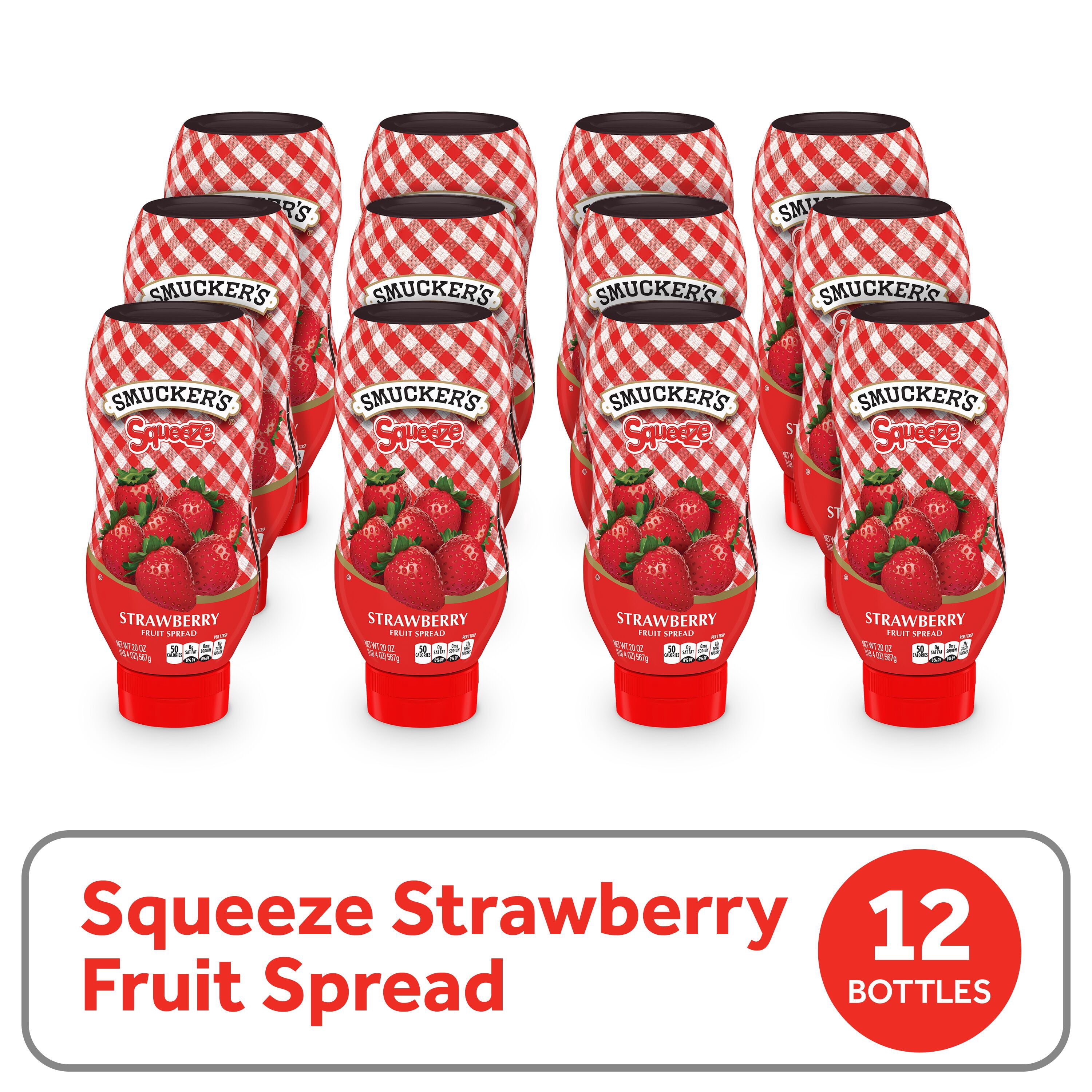 (12 pack) Smucker's Squeeze Strawberry Fruit Spread, 20 oz