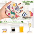 thumbnail image 2 of Yayeee 6 PCS Drink Coasters with Holder Set Woven Absorbent Round Tabletop Hot Pad, Green Retro Shapes, 2 of 7
