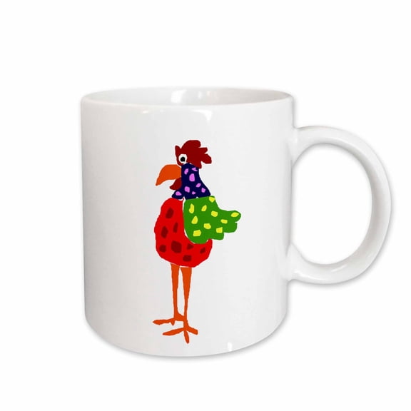 3drose, Funky Colorful Rooster, 11oz Mug