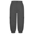 thumbnail image 7 of WIZUTIZ Women's Solid Color High Rise Cropped Jogger Pants with Decorative Buttons Elastic Waist Side Pockets Tapered Ankle Casual Trousers Soft Stretchy, 7 of 7