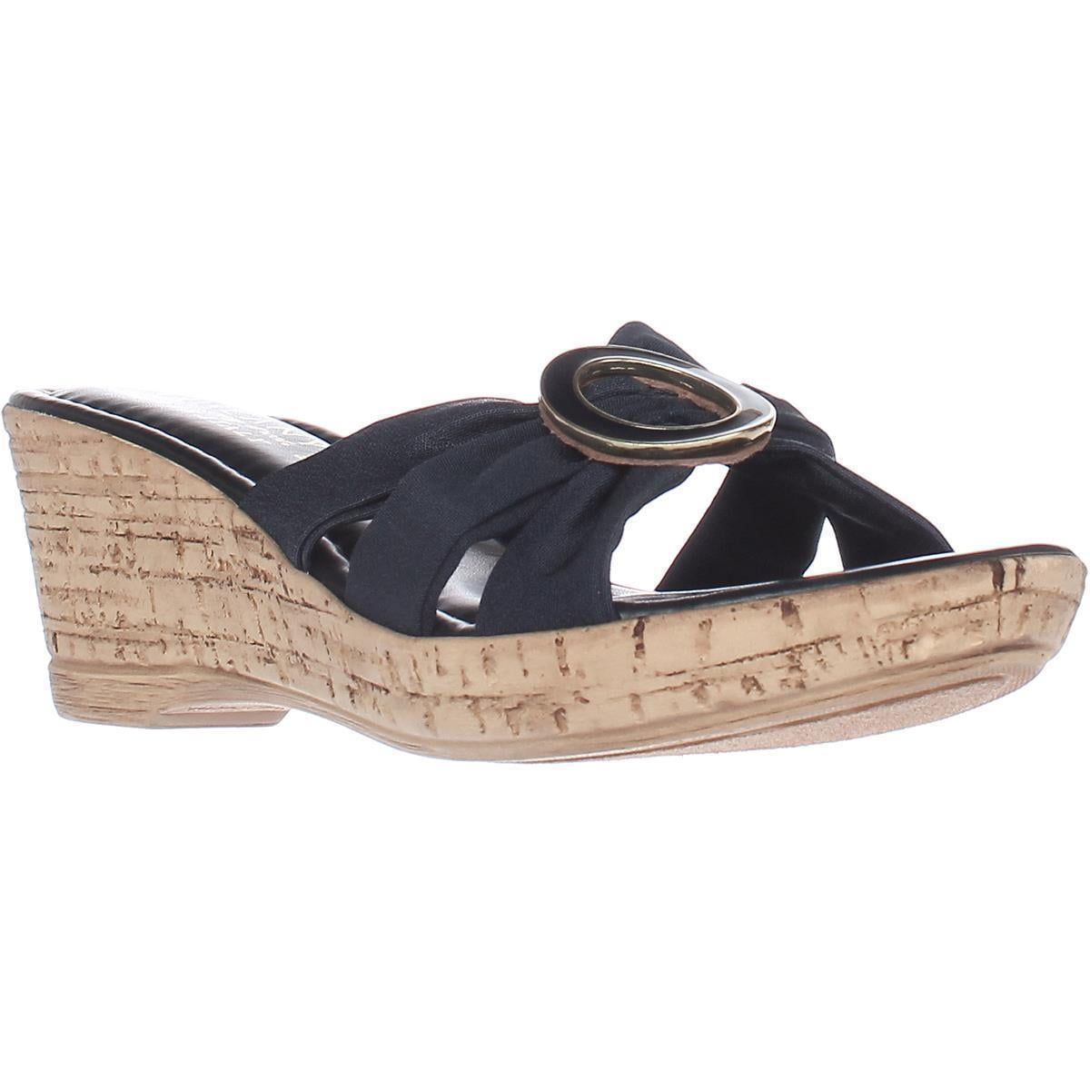 Womens Tuscany Easy Street Conca Strappy Wedge Sandals, Navy - Walmart.com