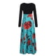 thumbnail image 4 of ICHUANYI Clearance Women Summer Long Sleeve Floral Printed Casual Patchwork Dress Maxi Dress(Green, M) ICHUANYI WER2023081108006, 4 of 5