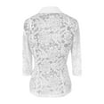 thumbnail image 3 of yunLCZ Classic-Fit Long-Sleeve Dress Women's Lace Long Sleeve Single Button Floral Mesh Lapel Neck Open Front Elegant Jacket, 3 of 4