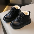 thumbnail image 3 of Leather Boots Boys Girls Autumn Winter Fashion British Style Handsome Casual All-Match Comfortable Simple Side Zipper Design Plus Velvet Warmth Non-Slip Short Boots, 3 of 7