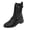 Black, variant on Brown Womens Casual Round Toe Mid Calf Boots Side Zipper Solid Color Ankle Booties For Spring Fall Outdoor Leisure Fashion