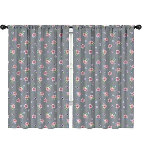 Pioneer Flower Floral Print Pattern Teens Curtains,Teens Insulated Curtains Set Of 2,Bedroom Essentials,Toddler Room Decor 52"x84"