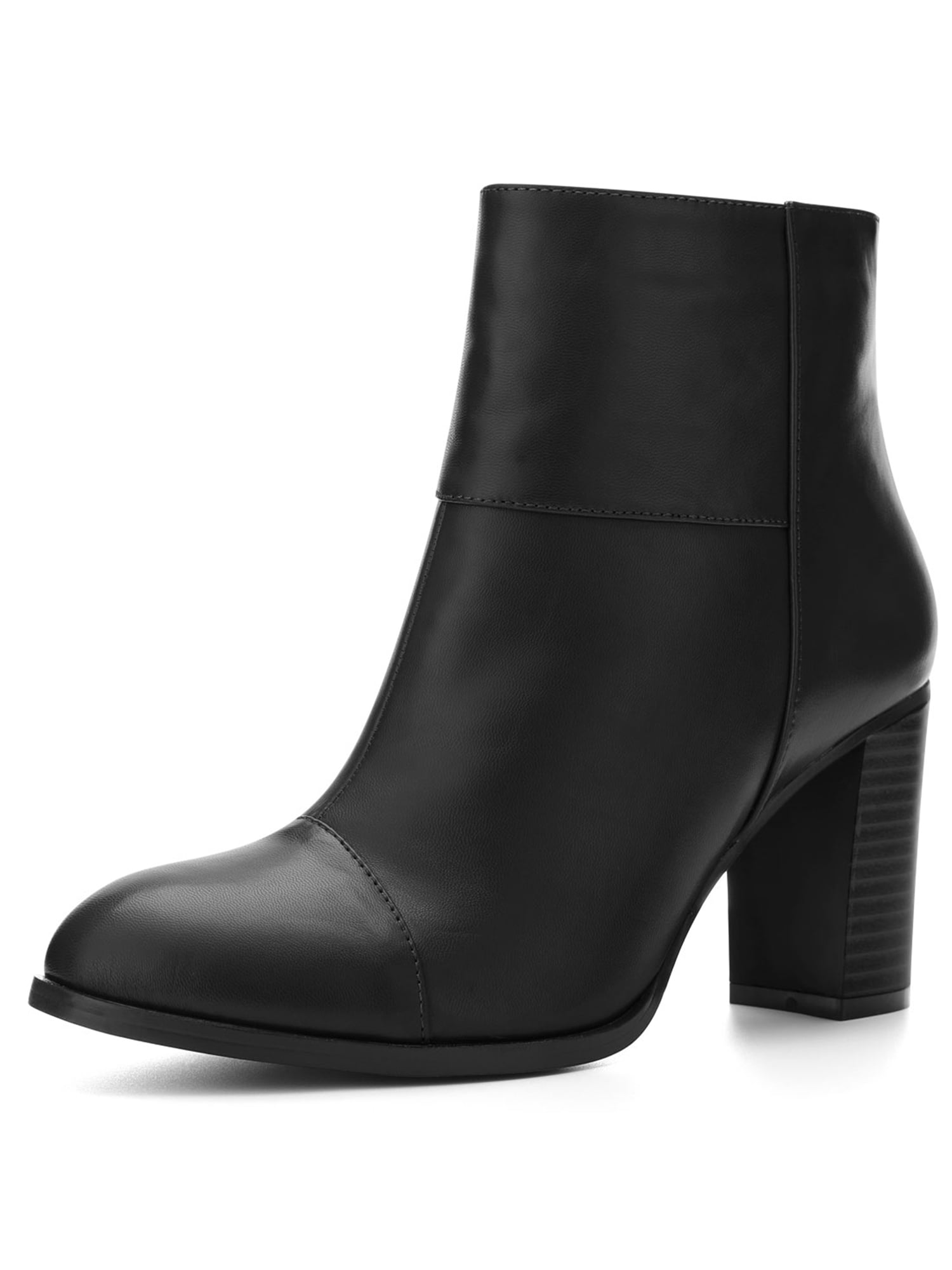 Women Round Toe Block Heel Zipper Booties Black US 6 | Walmart Canada