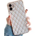 thumbnail image 6 of Compatible with iPhone 11 Case, 6.1-Inch, Soft Silicone TPU Rubber Shockproof Protective Bumper Electroplated Diamond-Shaped Pattern Girls Women Back Case Cover for iPhone 11, White, 6 of 6