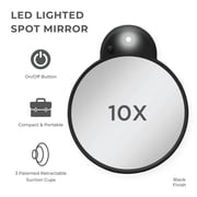 Zadro LED Compact Mirrors with 10X or 15X Magnification & Retractable Suction Cups