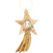 Olive Wood Bethlehem Shooting Star Nativity 4" Ornament