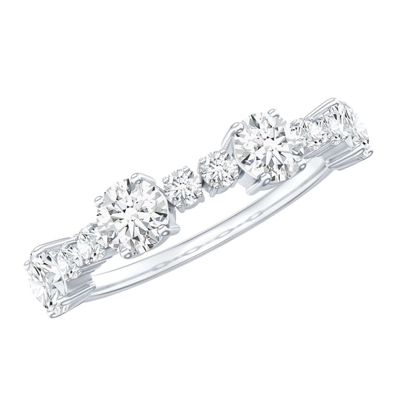 Rosec Jewels Certified Moissanite Half Eternity Ring for Women - Moissanite Wedding Band - D-VS1 Quality, 925 Sterling Silver, US 4.00