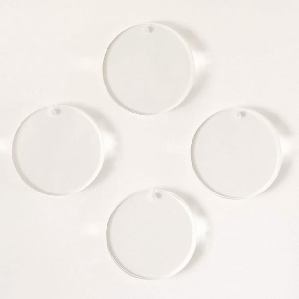 Disque acrylique rond transparent avec trou, pour porte-clés, artisanat,  projet de bricolage
