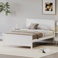 thumbnail image 5 of Miekor Wood Platform Bed Frame with Headboard, Mattress Foundation with Wood Slat Support, No Box Spring Needed, Full Size, White BC2A0727, 5 of 8