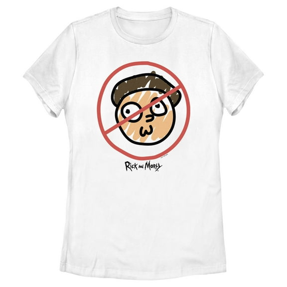 Women's Rick And Morty No Crossing Morty Doodle Graphic Tee White Medium